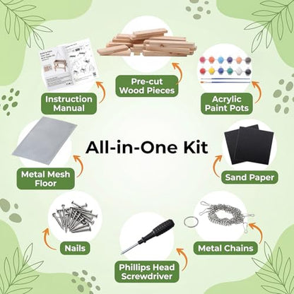 DIY Bird Feeder Kit for Kids and Adults, Wooden Picnic Table Hanging Bird Feeder Craft Kit with Paints, Brushes for Backyard Garden Bird Watching