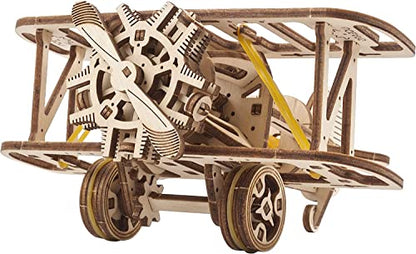 UGEARS Mini Biplane 3D Wooden Puzzles for Adults - Wooden Model Kits for Adults, DIY Craft Kit, Mechanical 3D Puzzle, for Aviation Enthusiasts and Puzzle Lovers - color: Mini Biplane