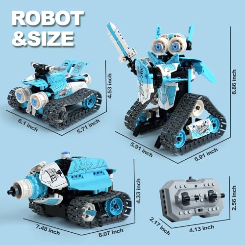 Robot Building Kit, Educational STEM Toys & Birthday Gifts for 6 7 8 9 10 11 12+ Year Old Boys Kids, 3 in 1 DIY Science RC Robotics Sets with APP and Remote Control Projects