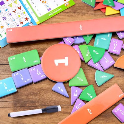 Magnetic Fraction Educational Puzzle Set, Fraction Educational Book for Kid