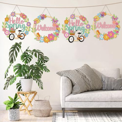 Sereliy 24 Pcs Spring Coloring Wreath Crafts, Color Your Own Flower Crafts, DIY Paper Wreath for Spring Home Activities Games. (Spring.24) - color: Spring.24