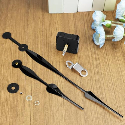QWORK High Torque Quartz Long Shaft Clock Mechanism Replacement with Hands, Ideal for DIY Clock Projects and Repairs