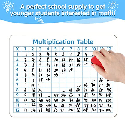 Multiplication Chart Whiteboard - Double-Sided Times Table, 9" x 12" Dry Erase Board, Math Manipulatives White Board for Kids Students, Classroom and Home Learning - style: Multiplication