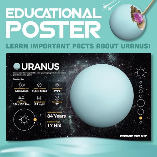 Cosmic Dig Kit by Big Discoveries - Explore the Planets of the Solar System with Gem & Fossil Excavation Kits for Kids | STEM Toy Science Dig Kits with Gemstones for Boys and Girls - style: Uranus