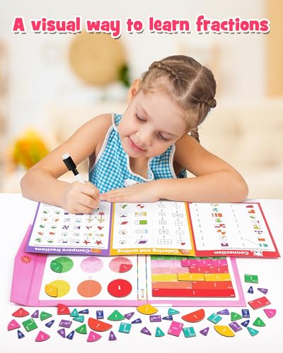 Magnetic Fraction Manipulatives, Magnetic Fraction Tiles & Fraction Circles - color: Pink
