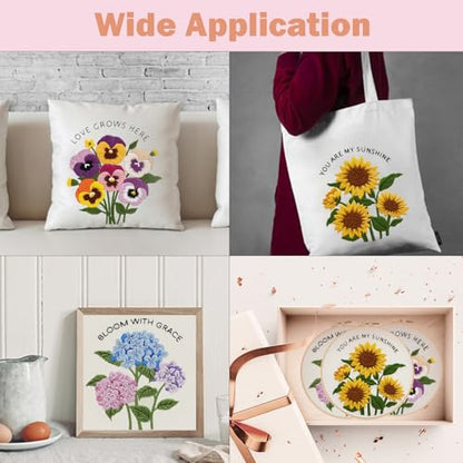 Nuberlic 3 Pack Embroidery Kit for Beginners, Floral Cross Stitch Kit - color: floral