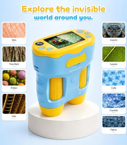 Handheld Digital Microscope for Kids, STEM Science Kits Ages 4-12 - color: blue