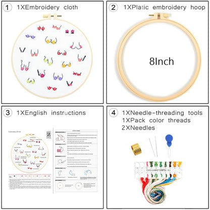 Crafmanoe Flowers Embroidery Kits for Beginners Adults, Hand Embroidery Starters Kits, Stamped Cross Stitch Kits DIY Needlepoint Kits for Beginners Adults, Embroidery Hoop, Thread and Video Tutorial - color: H2081