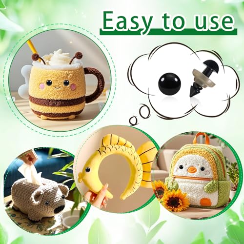 TOAOB 150pcs 6mm Safety Eyes for Amigurumis Craft Crochet Eyes with 150pcs Washers Black Doll Eyes for Crocheting Stuffed Animals Doll Making - size: 6mm