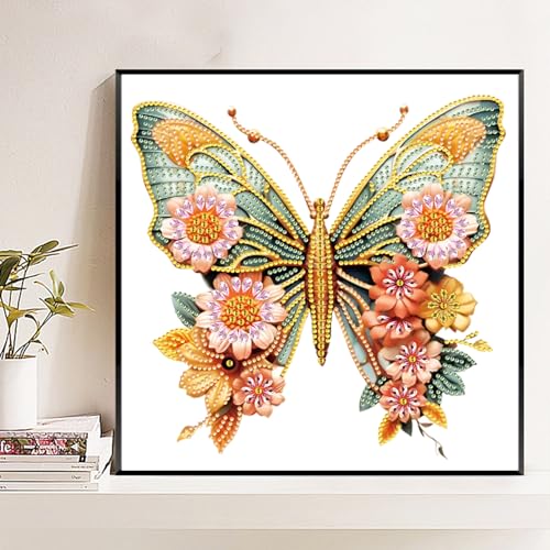 JATOK Diamond Art Kits for Adults, Butterfly and Flower, Special Shaped Gem - color: pick