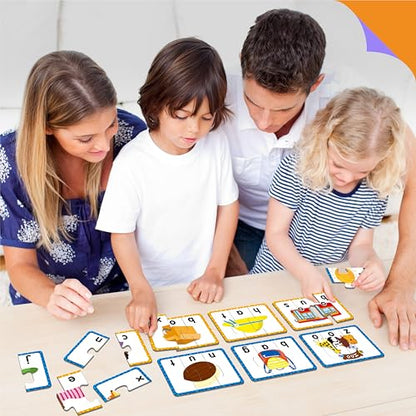 24 Set 3-Letter Word Puzzle Cards, 72 PCS Self Correcting Word Spelling Puzzles, Double Sided Puzzle Cards for Kindergarten Preschool Learning - style: 24 Blocks Double Sided-A