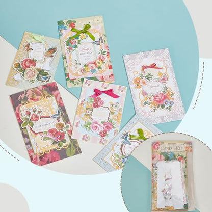 AHANDMAKER Handmade Greeting Card Making Kits, DIY Thank You Card Set Flowers Theme Paper Envelopes Cards Stickers for Christmas Thanksgiving Mother's Day Birthday Gifts Crafts Decorations - size: 4~215x4~125x0.3~2mm
