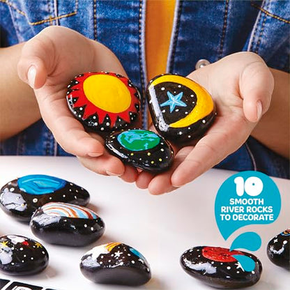 Discovery™ Solar System Studio Rock Art Kit, 35-Piece Space Craft Painting Set, Paint and Decorate Galaxy Rocks with Stencils, STEM Art Kit for Kids Ages 6+