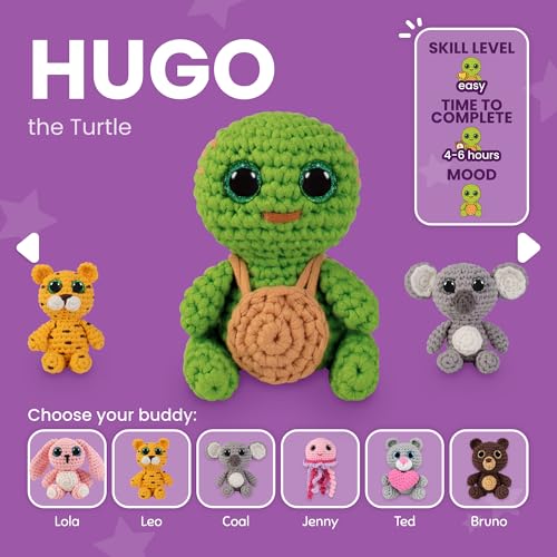 Cookie Box Crochet Kit for Beginners, Turtle Hugo - color: Green