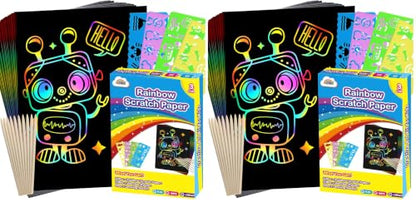 ZMLM 100PCS Rainbow Scratch Paper Art Gifts, Arts and Crafts for Kids Toys (Pack of 2) - color: Blue, size: 7.2 x 5 inch (Pack of 2)