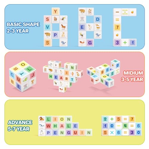 Magnetic Blocks for Kids Ages 3+, 3D Alphabet & STEM Building Cubes - style: Printed-30PCS(1.34in)
