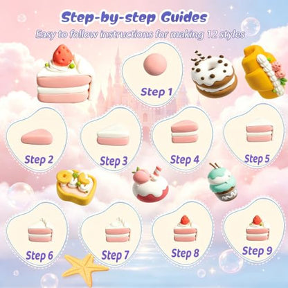 Both idea Air Dry Clay Dry Clay Kit Air Clay Kit & Clay Kits for Kids with Air Dry Clay Tools, Dry Air Clay Craft Cake Dessert Ideal Kid Craft School Party Classroom Birthday Party Gifts - style: Baking Magician