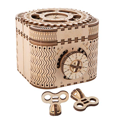 MindWare Gearjits: Treasure Box – 158pc Wooden 3D Building Puzzle for Teens & Adults – DIY Construction Model – Fun for Parents Too! – Great STEAM Gifts for Ages 12+