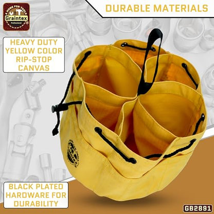 Graintex 18 Pockets Grab Bag Rip-stop Canvas Drawstring Closure, Small Part Organizer Pouch, Small Tools, Screws, Parts, Parachute Tool Bag for Efficient Storage - Yellow - color: Yellow