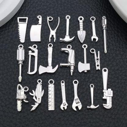 WOCRAFT 60pcs Bright Silver Tools Charms Bracelet Charms for Jewelry Making Sets DIY Necklace Bracelet Keychain Crafting Charms Kit Craft Supplies (SN903) - color: Bright Silver, size: Tools Charms