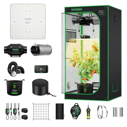 VIVOSUN Smart Grow Tent Kit 2.7x2.7ft 150W LED E42A+ Controller Grow System - size: 32"x32"x63"