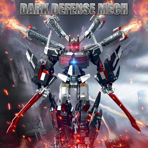 HIGH GODO Dark Defense Mech Robot Transforming Building Blocks Set for Adults,City Warrior Justice Hero Soldier Mech Model Building Kit, Cool Creative Robots Toys Gift for Teens, 1013 Pieces - style: Dark Defense Mech