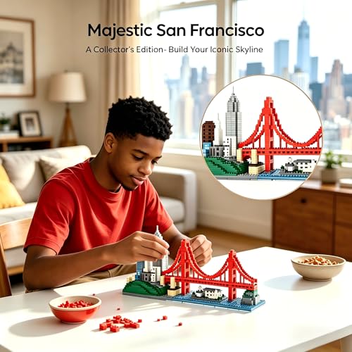 San Francisco Skylines Building Set Model Kit, Micro Mini Blocks 1610pcs - color: San Francisco