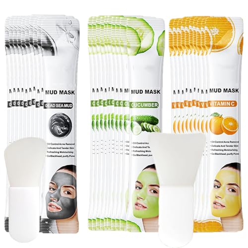Etuanxi 30Pcs SPA Recovery Mud Mask Clay Mask for Face Vitamin C & Cucumber & Dead Sea Mud Masks for Face Mask Moisturizing Deep Cleansing Mud Mask Skin Care Set