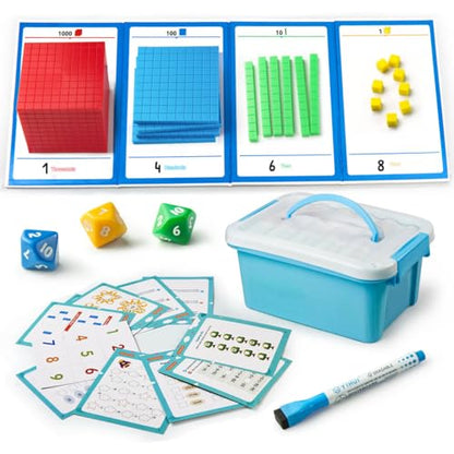 Base Ten Blocks Plastic 147 pcs Place Value Blocks with 3 dice