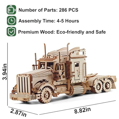 Kaptein 3D Wooden Puzzles for Adults & Teens – DIY Truck Model Kit to Build – Brain Teaser Craft – Birthday Gifts & Desk Decor