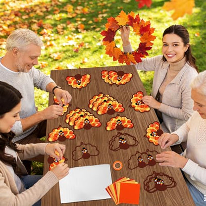 Qyeahkj 36 Set Thanksgiving Turkey Suncatchers Crafts for DIY Fall Window Tissue Paper Craft Kit Autumn Hanging Decor for Harvest Home Activity Art Project Birthday Party Favor Gift - style: Thanksgiving Turkey