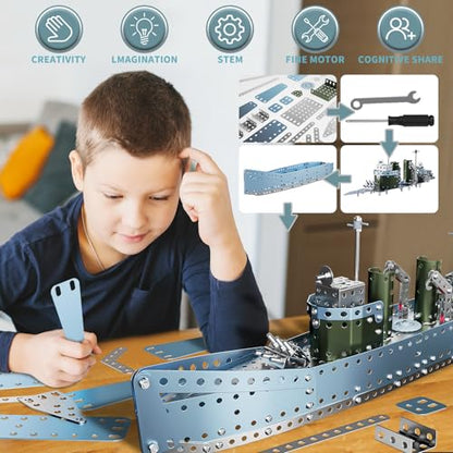 Lucky Doug Stem Building Projects Model Cruiser Ocean Ship Set, 504 Pieces Stem Project Building Toys for Kids Ages 8-12, Assembly Science Kit Toys Gifts for Boys Kids Girls 8 9 10 11 12-16 Years Old - style: 8803