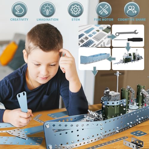 Lucky Doug Stem Building Projects Model Cruiser Ocean Ship Set, 504 Pieces Stem Project Building Toys for Kids Ages 8-12, Assembly Science Kit Toys Gifts for Boys Kids Girls 8 9 10 11 12-16 Years Old - style: 8803
