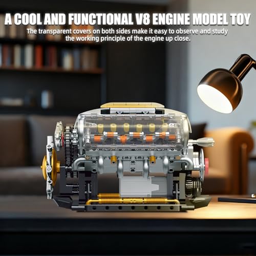 V8 Engine Model Kit that Runs, Build Your Own Mini Visible Car Motor, Physical Science Experiment Building Set for Adults & Teens, STEM Toy Gift for Boys 14+ (703 PCS) - style: YC364