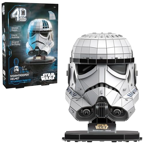 4D Build Star Wars Stormtrooper Helmet 3D Puzzle Model Kit, Room Display - style: Stormtrooper Helmet 121 pcs