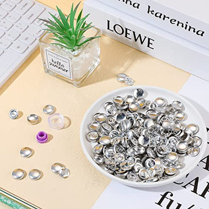 100 Sets Cover Buttons Kit with Tools Size Buttons to Cover Self Cover Buttons with Wire Backs DIY Fabric Cloth Cover Buttons (Size 24/0.59 Inch) - size: Size 24 / 0.59 Inch