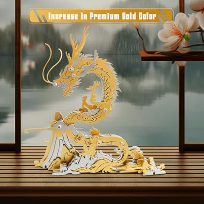 FILASLFT 3D Metal Puzzles for Adults,Mechanical Model Kit Golden Dragon - color: C9-golden Dragon-golden