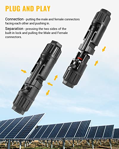 BougeRV 44PCS Solar Connector with Spanners IP67 Waterproof Solar Panel Cable Connectors Male/Female 22Pairs(10AWG) - size: 22 Pairs 10AWG Male/Female & 1 pair of spanners