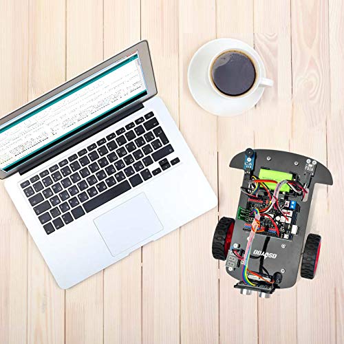 OSOYOO Model 3 Robot Car DIY Starter Kit for Arduino,Educational Motorized Robotics, Remote Control App, Learning How to Code, IOT Mechanical Coding for Teens and Adults - style: Model3 Robot car Without battery