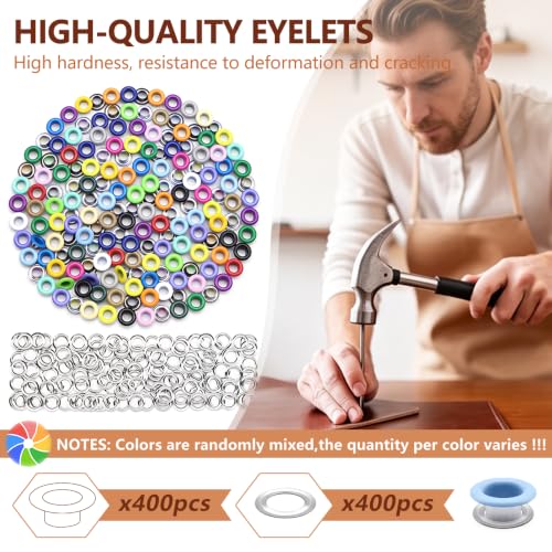 SEMINI 400 Sets 5mm Multi-Color Grommet Kit for Fabric Leather Crafts - color: Colorful,5mm,400Set