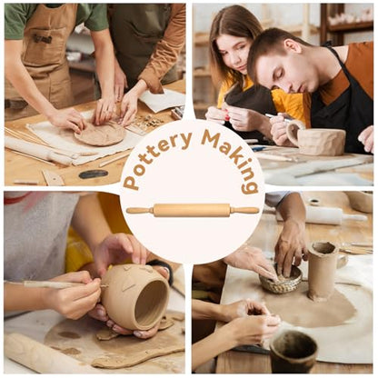 Professional Clay Rolling Pin, 17 Inch Non-Stick Clay Roller for Pottery and Slab Making –Duty Pottery Tool with Ergonomic Handles, Essential for Art Studios - color: Clay RollingPin-01