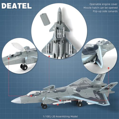 SEBUNAS 1:100 Scale J-20 Highly Detailed Plastic Assembly Model Kit - color: 1.J-20