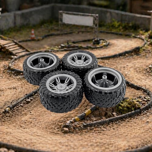 4PCS Toy Car Wheel 60mm Toy Car Rubber Tire Wheels with Shaft Round Rod Axles for RC Car Truck Robot DIY Model Toy Parts