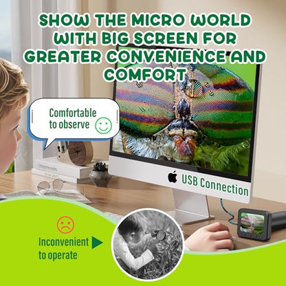 IMICHI Microscope for Kids 50X-1000X Magnification- 2 inch IPS HD Screen, 32GB storage Card, 1080P Video, 2-Hour Battery Life, Easy Carry, Slides Included - Perfect Science Kit Gift for Kids Ages 8-12 - color: Black