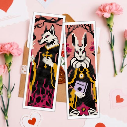 ACRNIGHEET 6PCS Cross Stitch Bookmark Kit for Beginner Stamped Cross Stitch Kits for Adults Gothic Animals DIY Embroidery Bookmark Kits Needlepoint Kit with Instructions Hand Craft Gift 8.5''x3'' 11CT - style: Gothic Animals Patterns