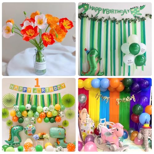 Crepe Paper Streamers 8 Rolls, 10 x 98Inch 8 Yellow&Green Colors - color: Yellow&Green