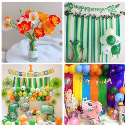 Crepe Paper Streamers 8 Rolls, 10 x 98Inch 8 Yellow&Green Colors - color: Yellow&Green