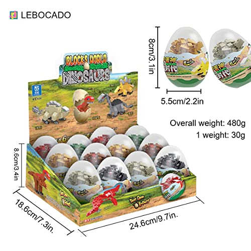 Mini Building Block Sets,12 Pack Dinosaur Toys Building Blocks, 6 in 1 STEM Toys Eggs Building Sets, Party Favors for Kids Goodie Bags Prizes Birthday - style: Dinosaur building block set