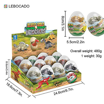 Mini Building Block Sets,12 Pack Dinosaur Toys Building Blocks, 6 in 1 STEM Toys Eggs Building Sets, Party Favors for Kids Goodie Bags Prizes Birthday - style: Dinosaur building block set