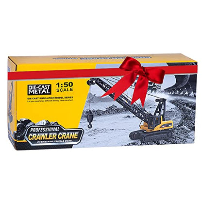 1/50 Heavy Duty Construction Metal Crawler Crane, Truck Crane Vehicle Toys for Kids, Outdoor Sandbox Car Toys, Birthday Gift Toddler Boy Kid